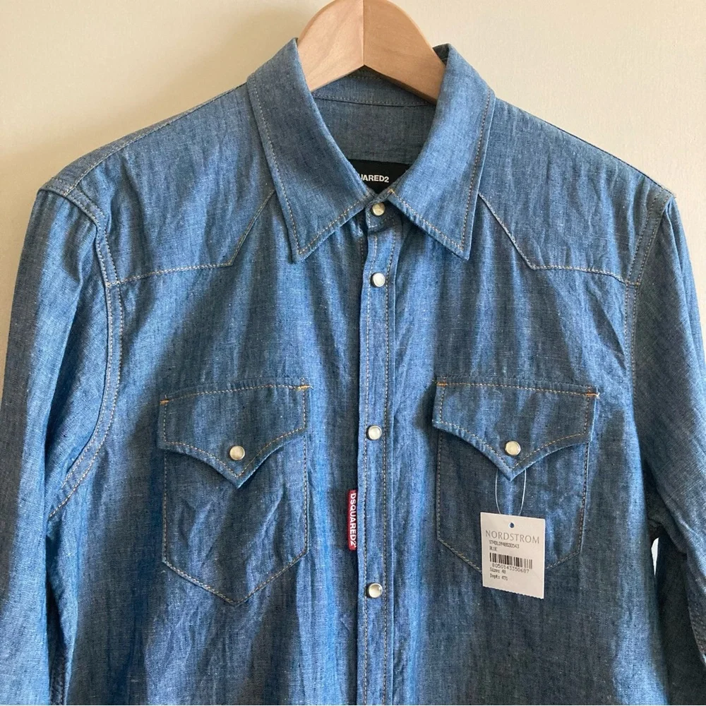 Dsquared2 Men's Blue Denim Shirt | NWT | Made in Italy - Picture 3 of 11